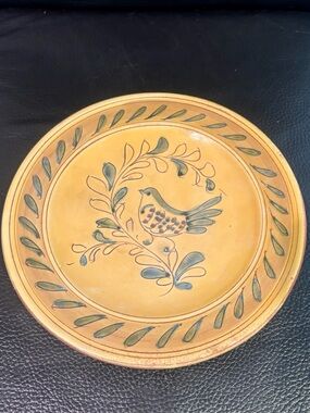 Vietri Hand-Painted Yellow Bird Motif Decorative Salad Plate